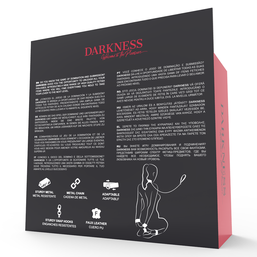 DARKNESS - ESPOSAS Y COLLAR DE CUERO NEGRO DARKNESS