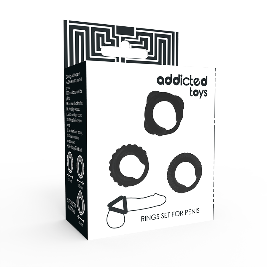 ADDICTED TOYS - SET 3 ANILLOS PENE NEGRO ADDICTED TOYS