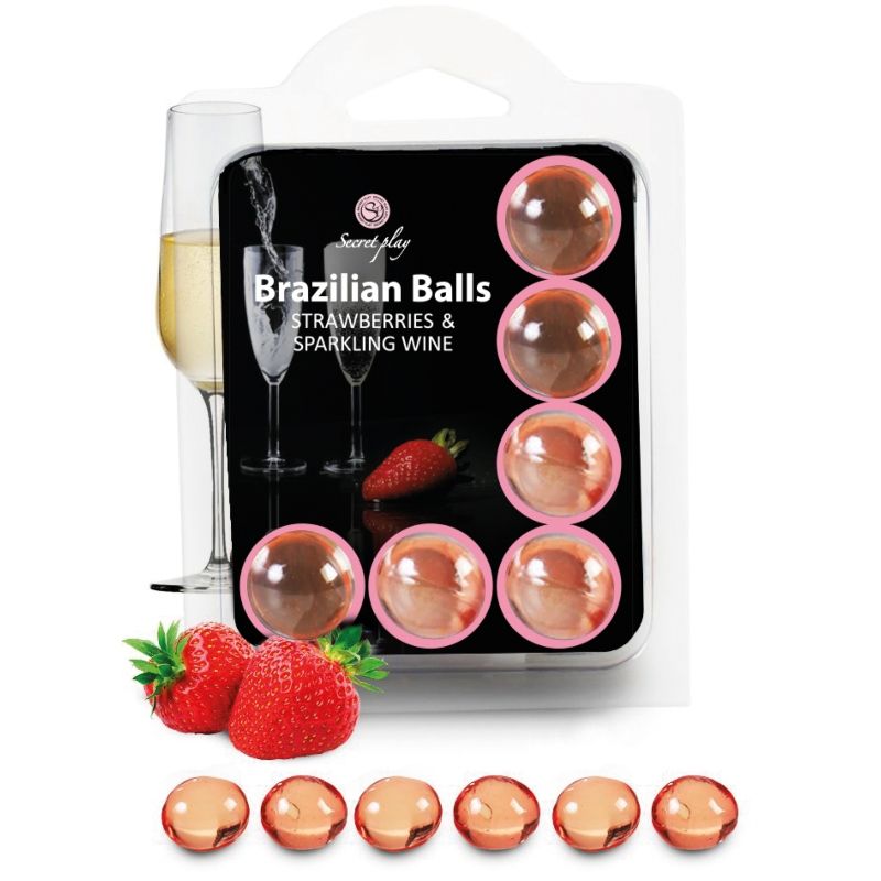 SECRETPLAY - SET 6 BRAZILIANS BALLS FRESAS CON CAVA SECRETPLAY COSMETIC