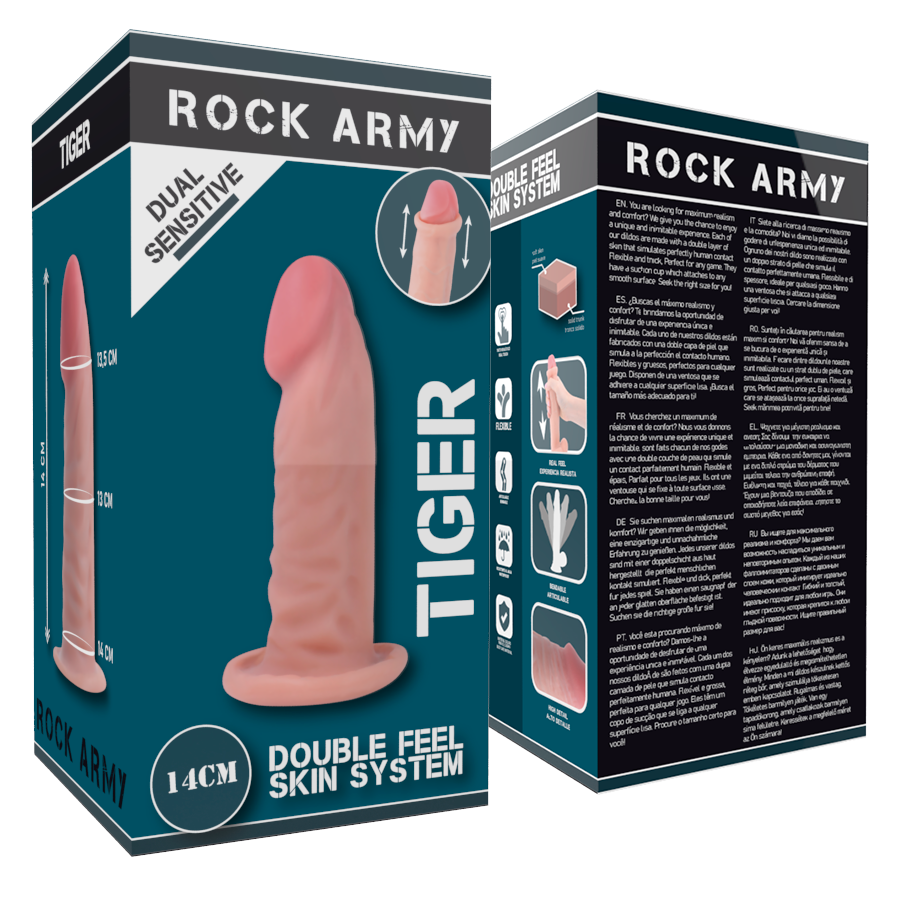 ROCKARMY -TIGER DILDO REALISTA DUAL DENSITY14 CM -O- 4.46 CM ROCK ARMY