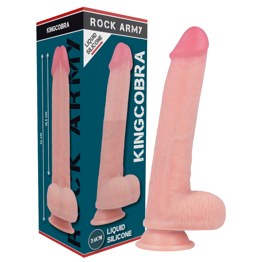 ROCKARMY - KINGCOBRA DILDO REALISTICO LIQUID SILICONE 24 CM -O- 4.77 CM ROCK ARMY