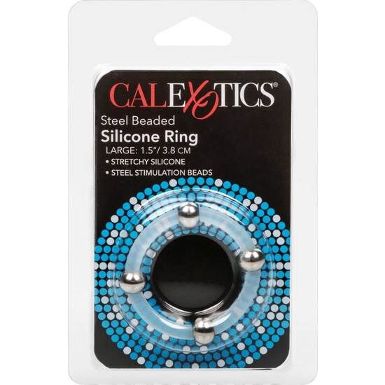 CALEXOTICS - ANILLO DE SILICONA CON CUENTAS DE ACERO TALLA L CALEXOTICS