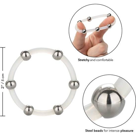 CALEXOTICS - ANILLO DE SILICONA CON CUENTAS DE ACERO TALLA XL CALEXOTICS