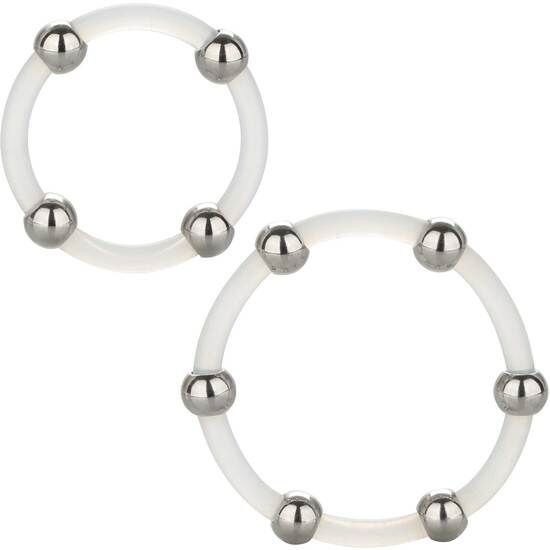 CALEXOTICS - KIT DE 2 UDS ANILLO DE SILICONA CON CUENTAS DE ACERO CALEXOTICS