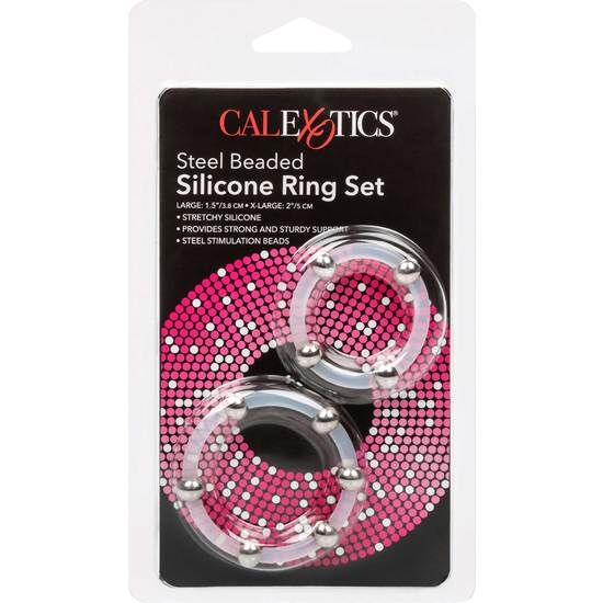 CALEXOTICS - KIT DE 2 UDS ANILLO DE SILICONA CON CUENTAS DE ACERO CALEXOTICS