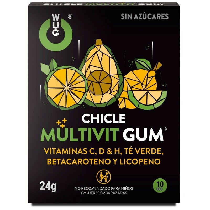 WUG GUM - MULTIVIT CHICLE VITAMINA C, H, D, BETACAROTENO, LICOPENO Y TÉ VERDE 10 UNIDADES WUG GUM