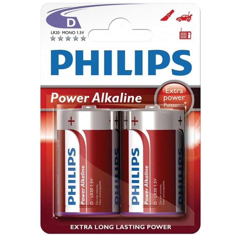 PHILIPS - POWER ALKALINE PILA D LR20 BLISTER*2 PHILLIPS