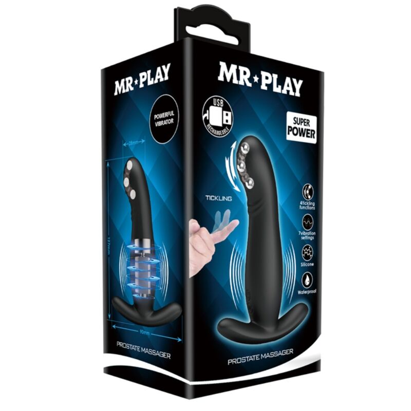 MR PLAY - MASAJEADOR DE PROSTATA NEGRO RECARGABLE MR PLAY