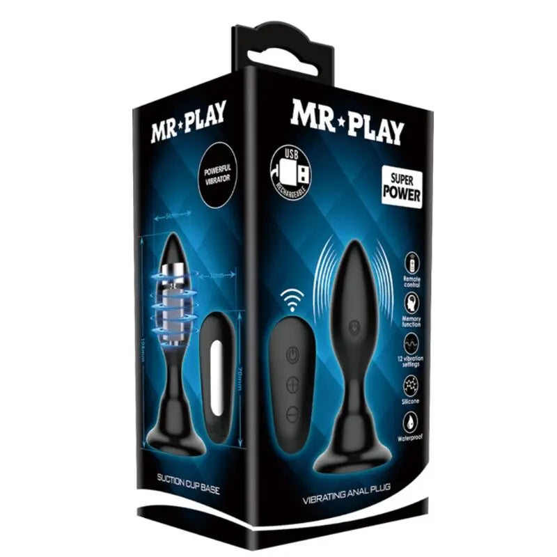 MR PLAY - PLUG ANAL CON VIBRACIÓN NEGRO CONTROL REMOTO MR PLAY
