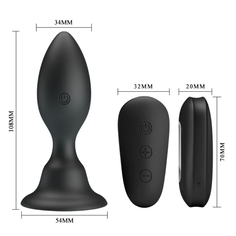 MR PLAY - PLUG ANAL CON VIBRACIÓN NEGRO CONTROL REMOTO MR PLAY