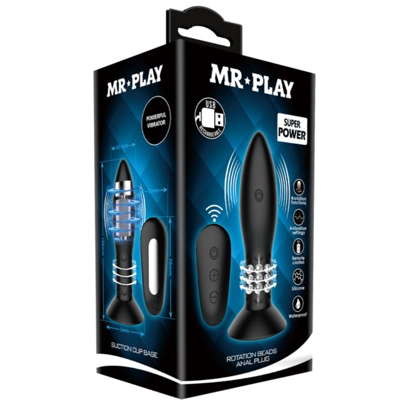 MR PLAY - PLUG CON BOLAS ROTADORAS NEGRO CONTROL REMOTO MR PLAY