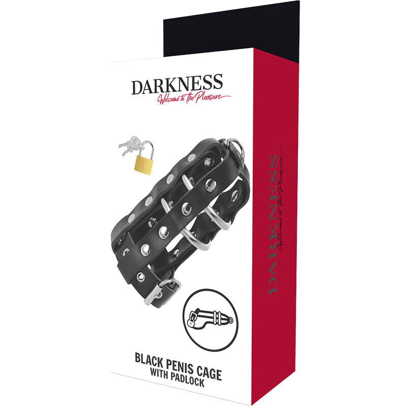 DARKNESS - JAULA CASTIDAD CUERO CON CANDADO DARKNESS BONDAGE