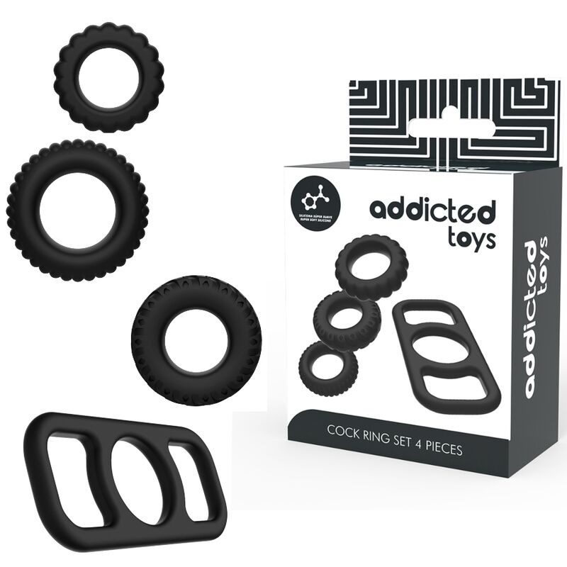 ADDICTED TOYS - SET 4 ANILLOS SILICONA PARA EL PENE ADDICTED TOYS