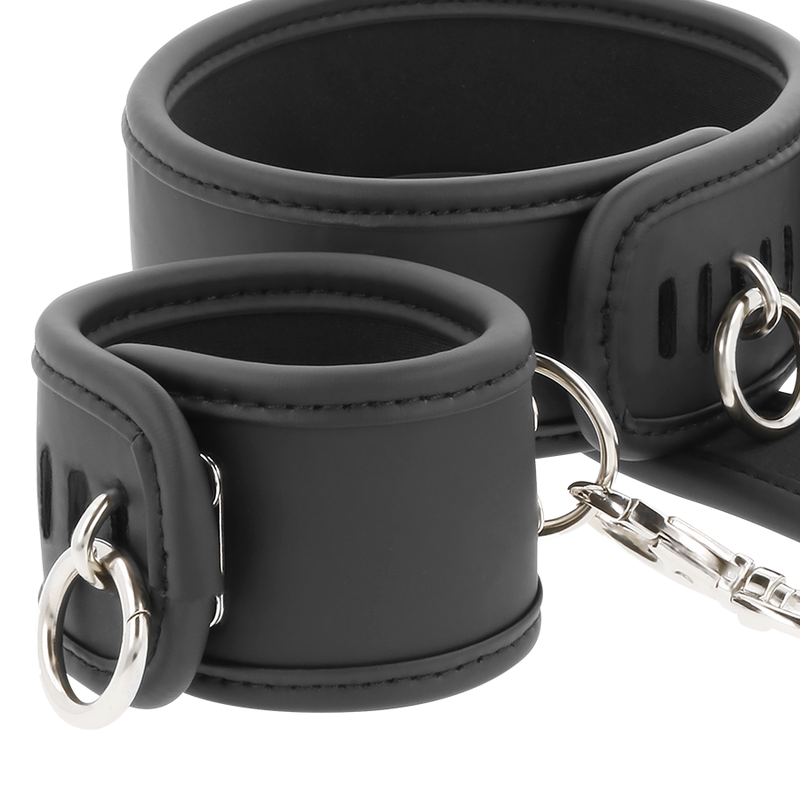 FETISH SUBMISSIVE - COLLAR Y ESPOSAS CUERO VEGANO CON FORRO DE NOPRENO FETISH SUBMISSIVE BONDAGE