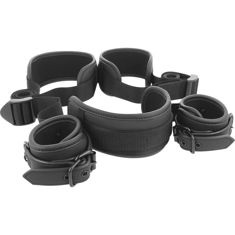 FETISH SUBMISSIVE - POSICIÓN MASTER CON 4 ESPOSAS CON FORRO DE NOPRENO FETISH SUBMISSIVE BONDAGE