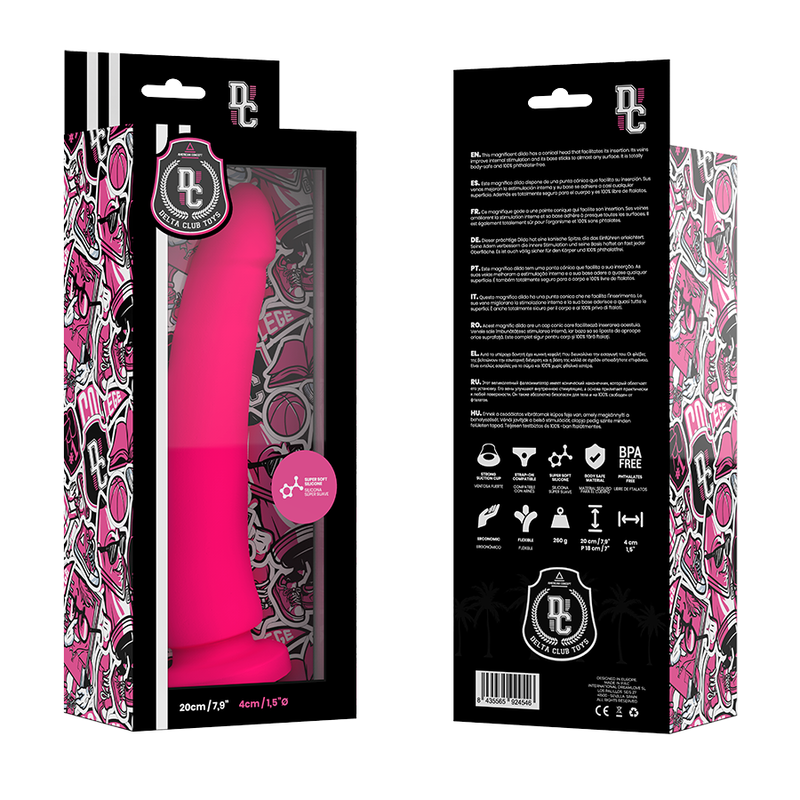 DELTA CLUB - DILDO REALISTA ROSA SILICONA MEDICA 20 CM -O- 4 CM DELTACLUB