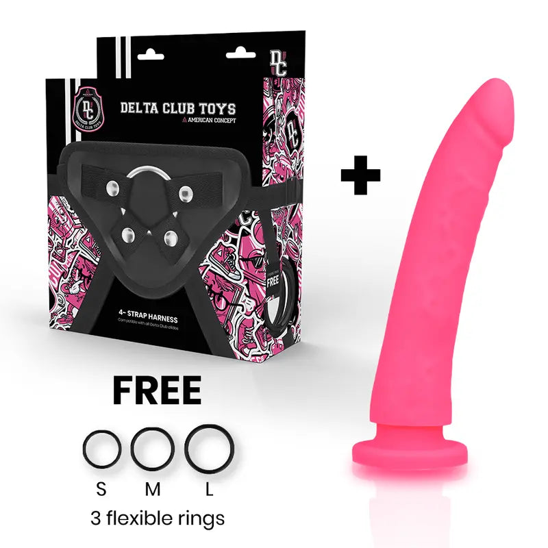 DELTA CLUB - TOYS ARNES + DILDO ROSA SILICONA MEDICA 17 CM -O- 3 CM DELTACLUB