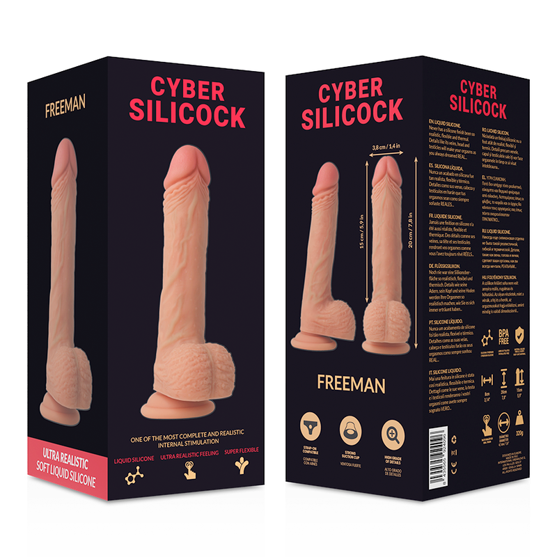 CYBER SILICOCK - ARNÉS SILICONA LIQUIDA FREEMAN 20 CM -O- 3.8 CM CYBER SILICOCK