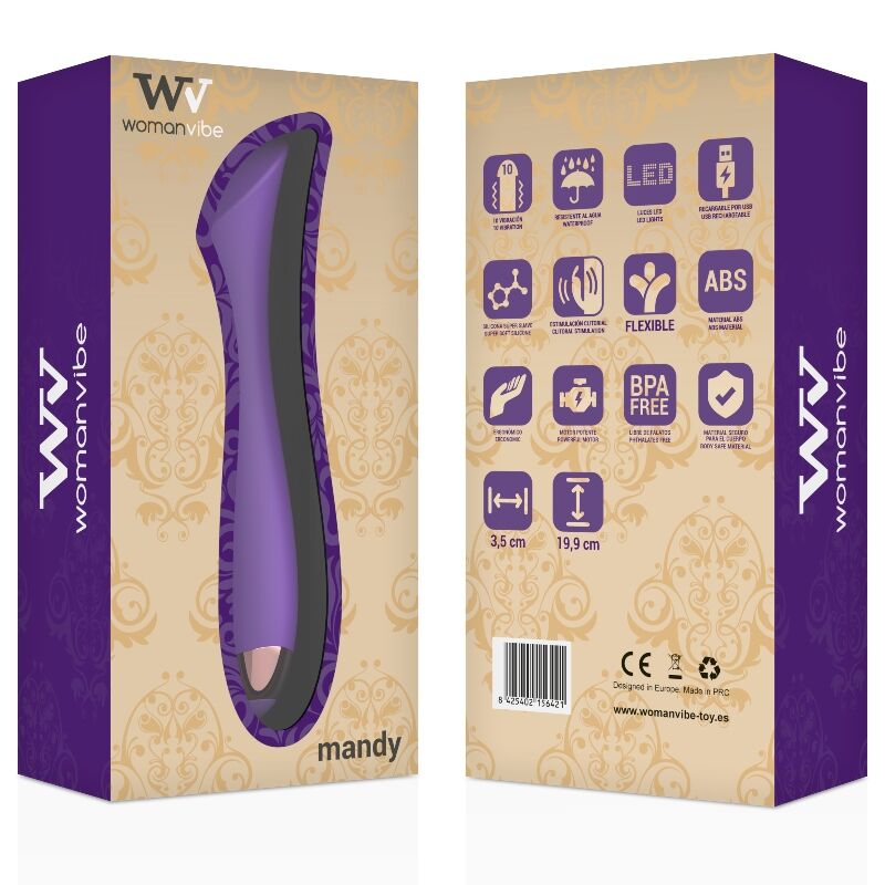 WOMANVIBE - MANDY VIBRADOR RECARGABLE SILICONA PUNTO "K" WOMANVIBE