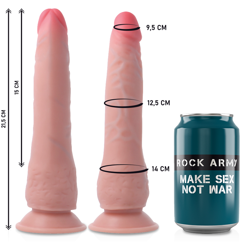 ROCKARMY - ARNÉS + DUAL DENSITY CRUSADER DILDO REALISTA 21.5 CM -O- 4.46 CM ROCK ARMY