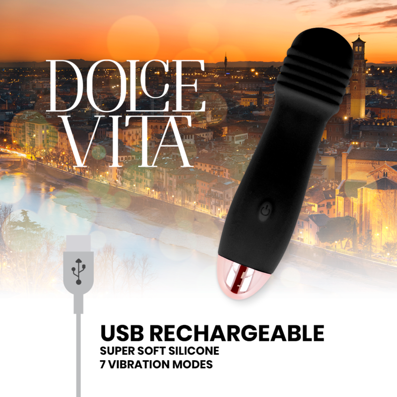 DOLCE VITA - VIBRADOR RECARGABLE TRES NEGRO 7 VELOCIDADES DOLCE VITA