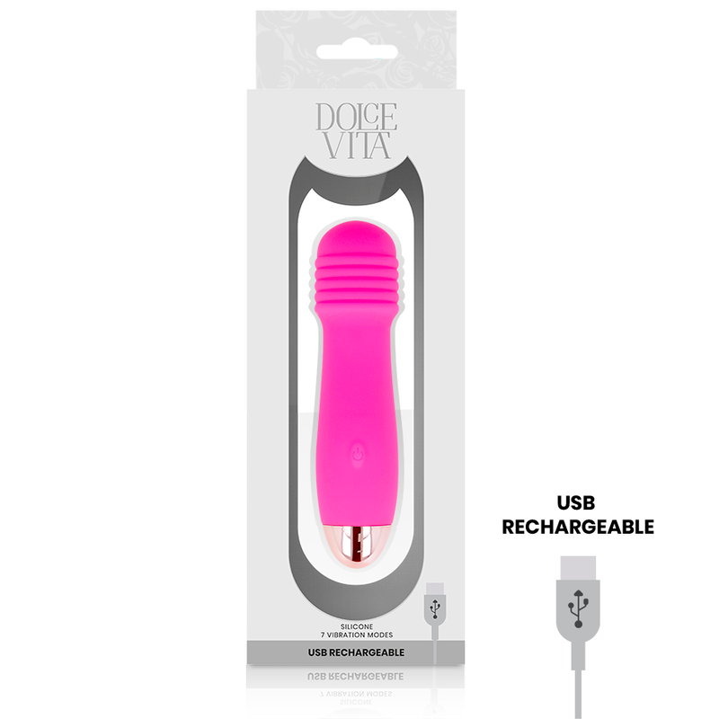 DOLCE VITA - VIBRADOR RECARGABLE THREE ROSA 7 VELOCIDADES DOLCE VITA
