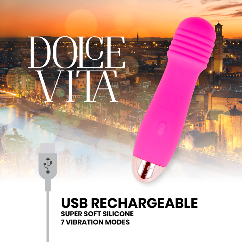 DOLCE VITA - VIBRADOR RECARGABLE THREE ROSA 7 VELOCIDADES DOLCE VITA