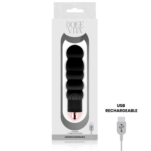 DOLCE VITA - VIBRADOR RECARGABLE SIX NEGRO 7 VELOCIDADES DOLCE VITA