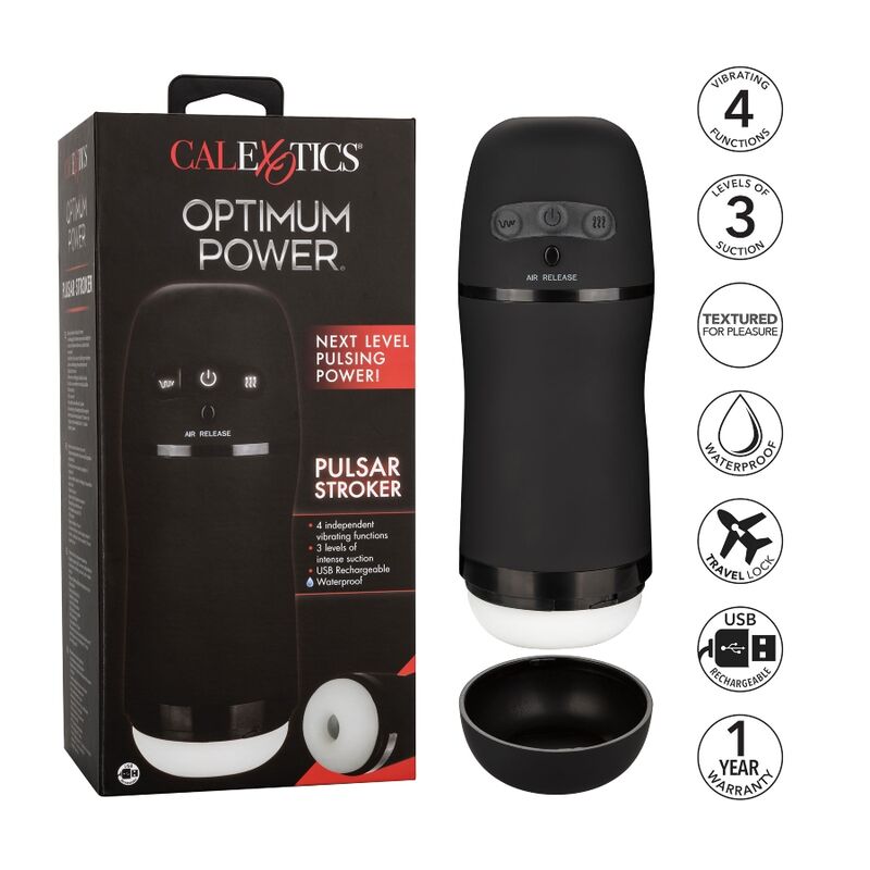 CALEXOTICS - OPTIMUM POWER MASTURBADOR CON VIBRACIÓN Y SUCCIÓN CALEXOTICS