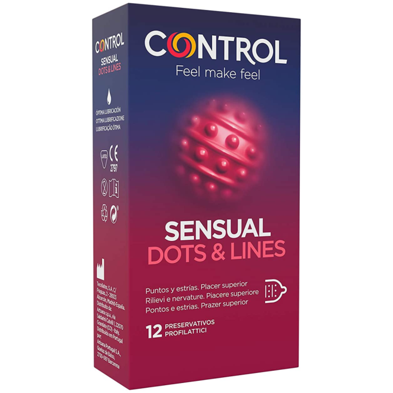 CONTROL - SENSUAL DOTS & LINES PUNTOS Y ESTRIAS 12 UDS CONTROL CONDOMS