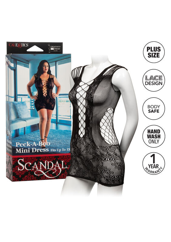 CALEXOTICS - PEEK-A-BOO MINI VESTIDO PLUS SIZE CALEXOTICS