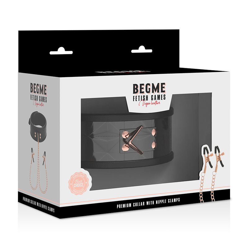 BEGME - BLACK EDITION COLLAR CON CADENAS Y PINZAS PEZONES CON FORRO DE NEOPRENO BEGME BLACK EDITION