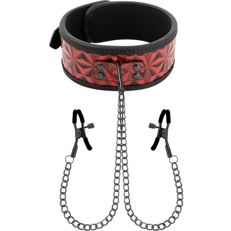 BEGME - RED EDITION COLLAR CON CADENAS Y PINZAS PEZONES CON FORRO DE NEOPRENO BEGME RED EDITION