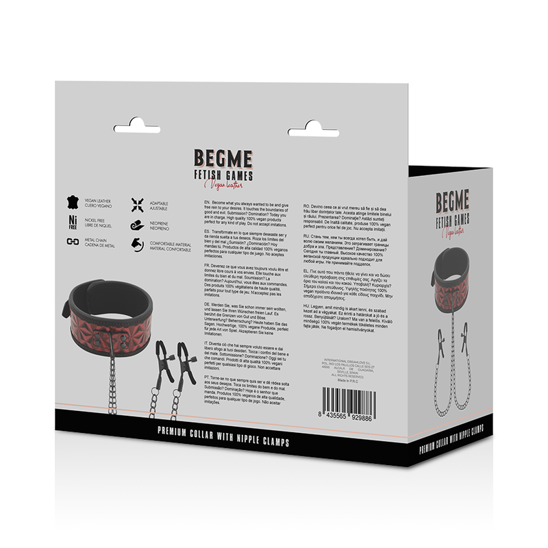 BEGME - RED EDITION COLLAR CON CADENAS Y PINZAS PEZONES CON FORRO DE NEOPRENO BEGME RED EDITION