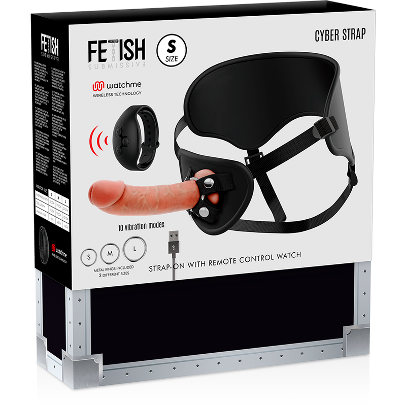FETISH SUBMISSIVE CYBER STRAP - ARNÉS CON DILDO CONTROL REMOTO TECNOLOGÍA WATCHME S FETISH SUBMISSIVE CYBER STRAP