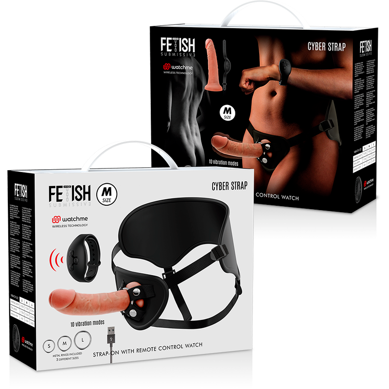 FETISH SUBMISSIVE CYBER STRAP - ARNÉS CON DILDO CONTROL REMOTO TECNOLOGÍA WATCHME M FETISH SUBMISSIVE CYBER STRAP