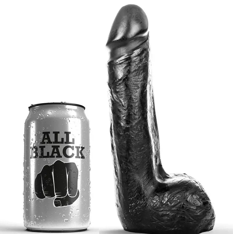 ALL BLACK - DILDO REALISTICO NEGRO SUAVE 20 CM ALL BLACK