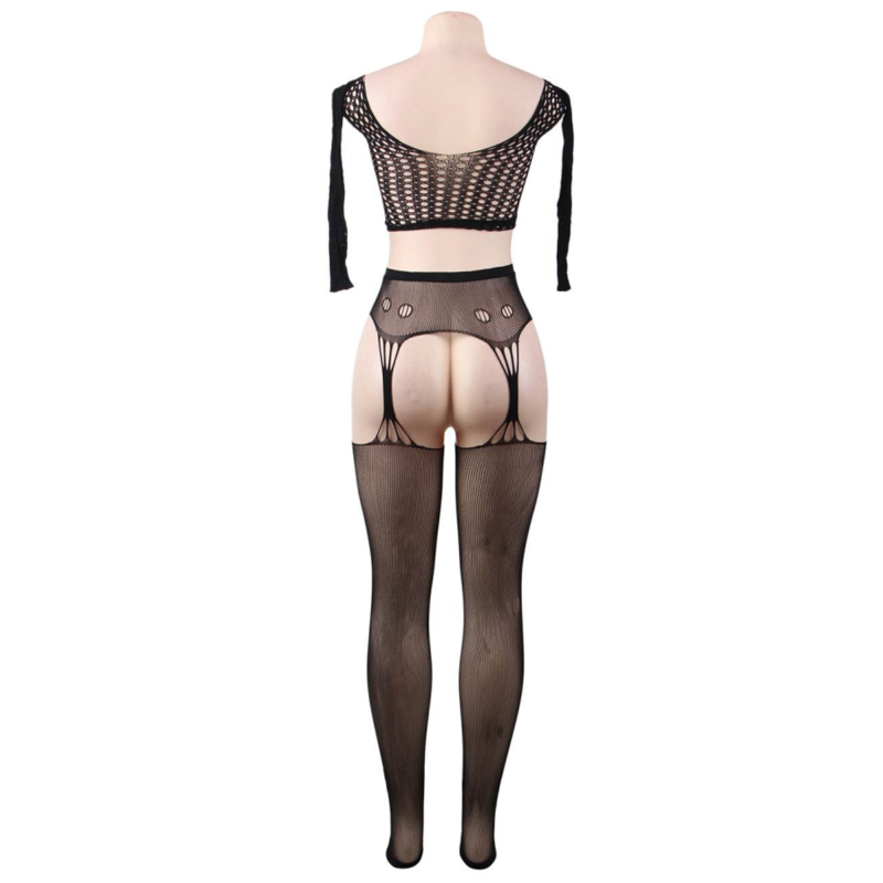 QUEEN LINGERIE - BODYSTOCKING TOP MANGA LARGA S/L QUEEN LINGERIE