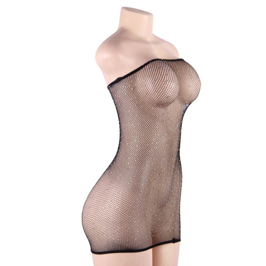 QUEEN LINGERIE - VESTIDO CUERPO DE RED CON BRILLANTES S/L QUEEN LINGERIE