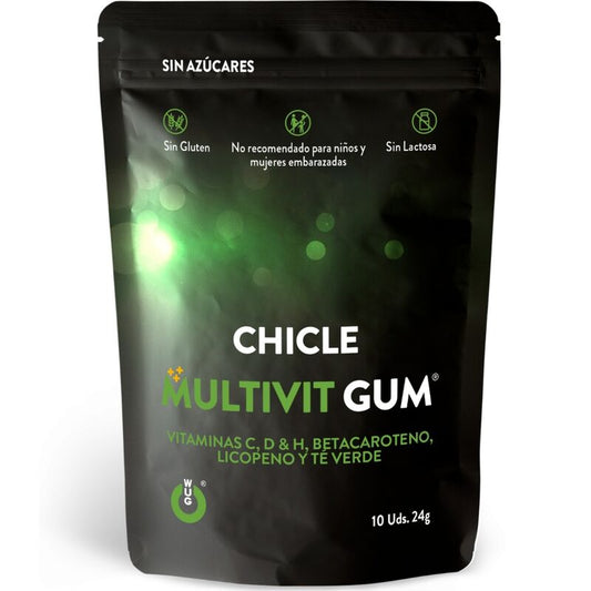 WUG GUM - MULTIVIT CHICLE VITAMINA C, H, D, BETACAROTENO, LICOPENO Y TÉ VERDE 10 UNIDADES WUG GUM