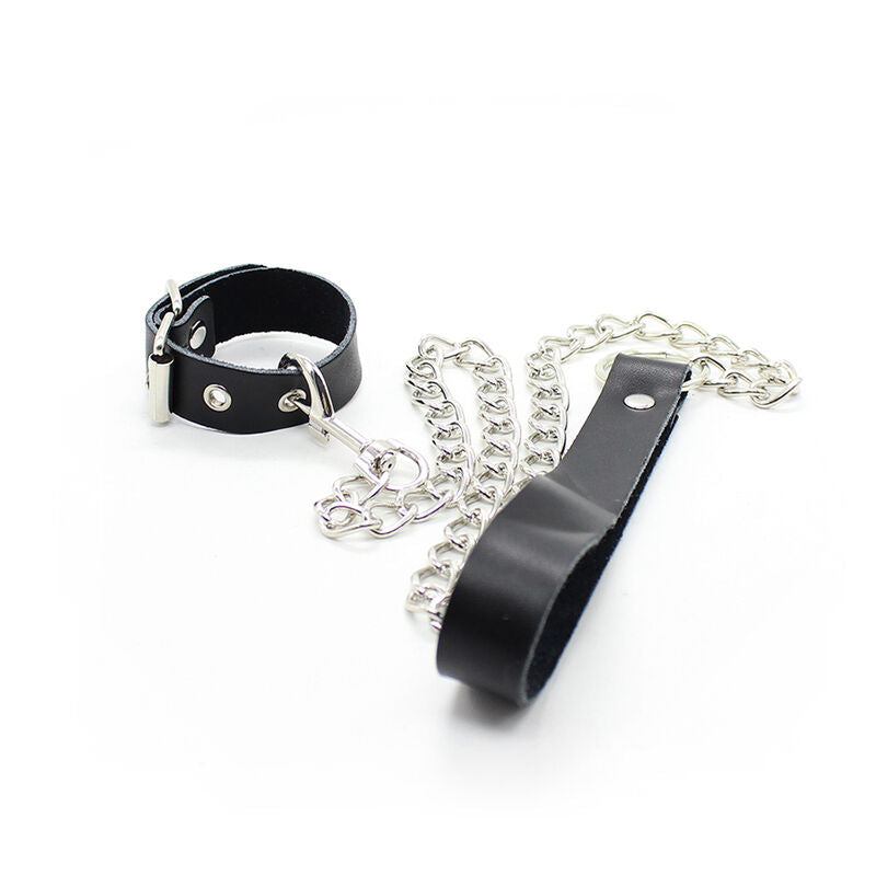OHMAMA FETISH - COLLAR PARA PENE Y CORREA PIEL CON CADENA METALICA OHMAMA FETISH