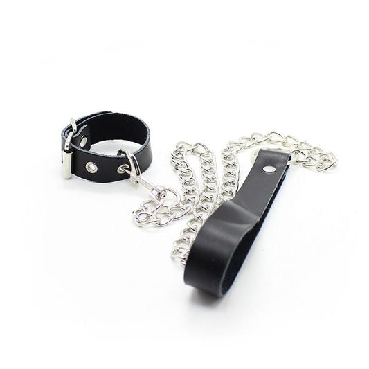 OHMAMA FETISH - COLLAR PARA PENE Y CORREA PIEL CON CADENA METALICA OHMAMA FETISH