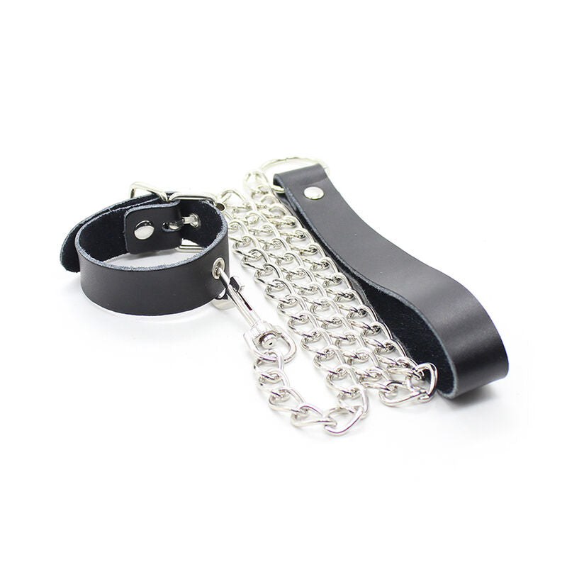 OHMAMA FETISH - COLLAR PARA PENE Y CORREA PIEL CON CADENA METALICA OHMAMA FETISH