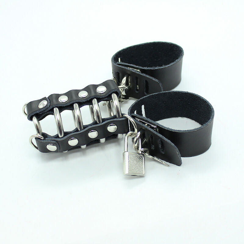 OHMAMA FETISH - JAULA PENE CON ANILLAS METALICAS Y CORREAS PIEL OHMAMA FETISH