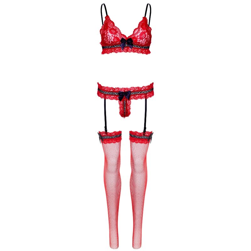 LEG AVENUE - SET TRES PIEZAS DE ENCAJES TALLA ÚNICA - ROJO LEG AVENUE SETS