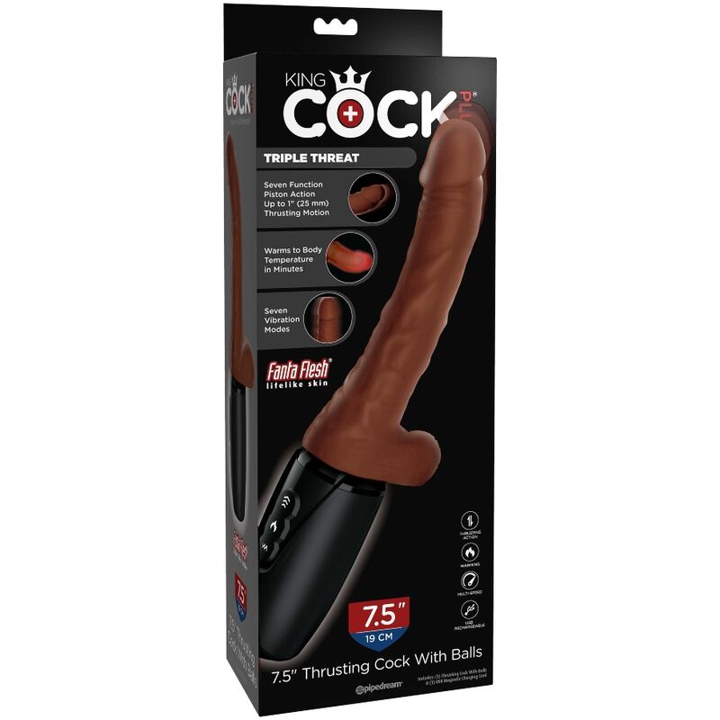 KING COCK - PLUS TRIPLE THREAT MARRÓN KING COCK PLUS