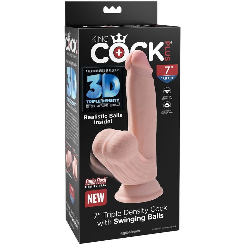 KING COCK - PLUS 3D DILDO SWINGING BALLS 15.2 CM NATURAL KING COCK PLUS
