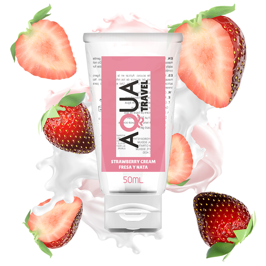 AQUA TRAVEL - LUBRICANTE BASE AGUA SABOR FRESA Y NATA - 50 ML AQUA TRAVEL