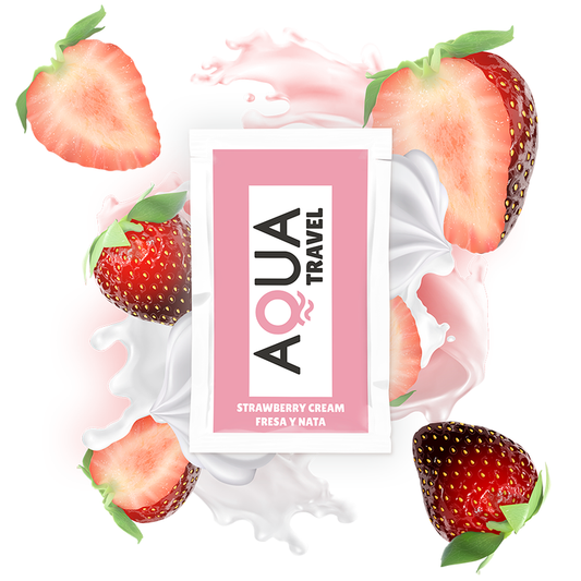 AQUA TRAVEL - LUBRICANTE BASE AGUA SABOR FRESA Y NATA 6 ML AQUA TRAVEL