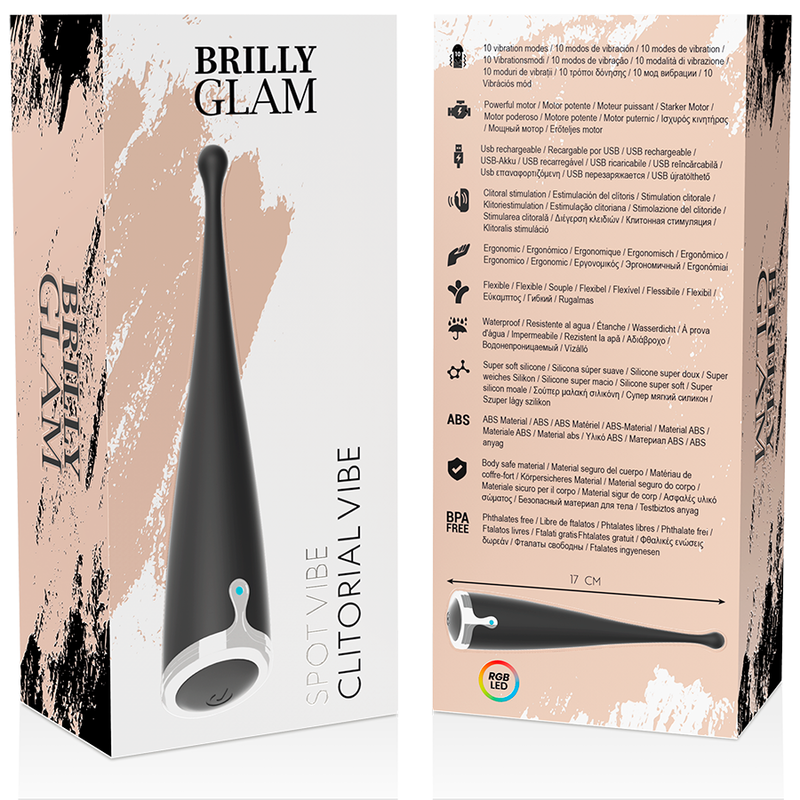 BRILLY GLAM - SPOT VIBE VIBRADOR CLITORIAL ORGASMICO SILICONA NEGRO BRILLY GLAM